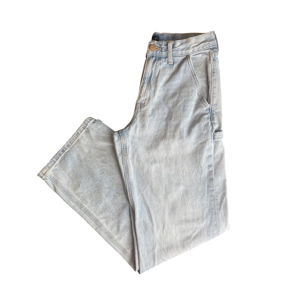 Aeropostale High Rise Baggy Carpenter Jeans Sz 4 Campus Straight Leg Light Wash
